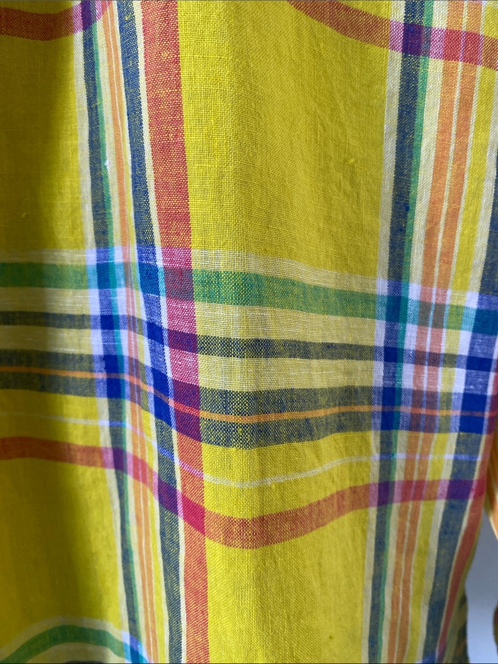 Lauren Ralph Lauren Bright Yellow Multicolor Plaid Button-Down Shirt - Picture 3 of 8